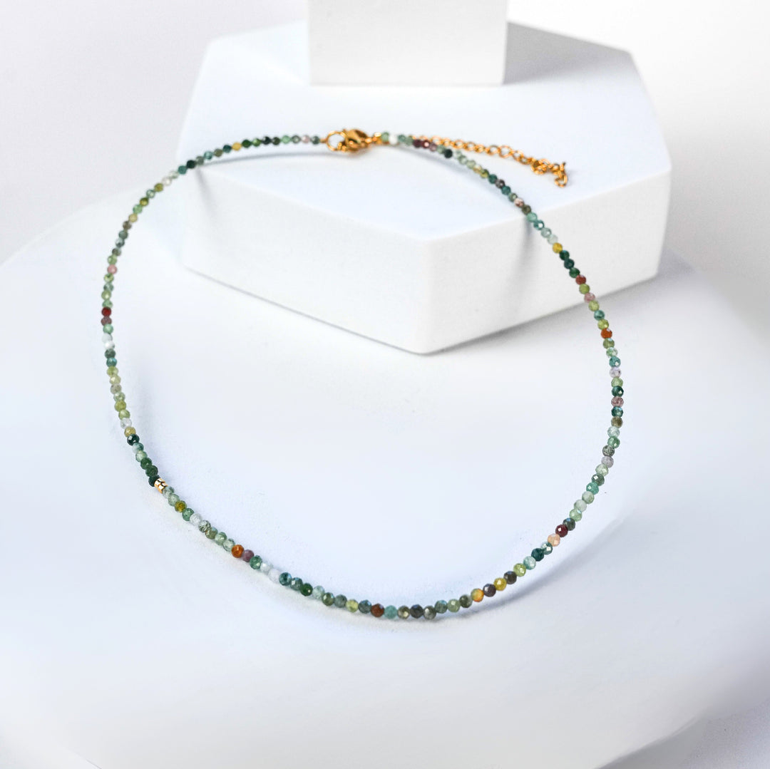 NAM026 Girocollo in acciaio chirurgico dorato e avventurina