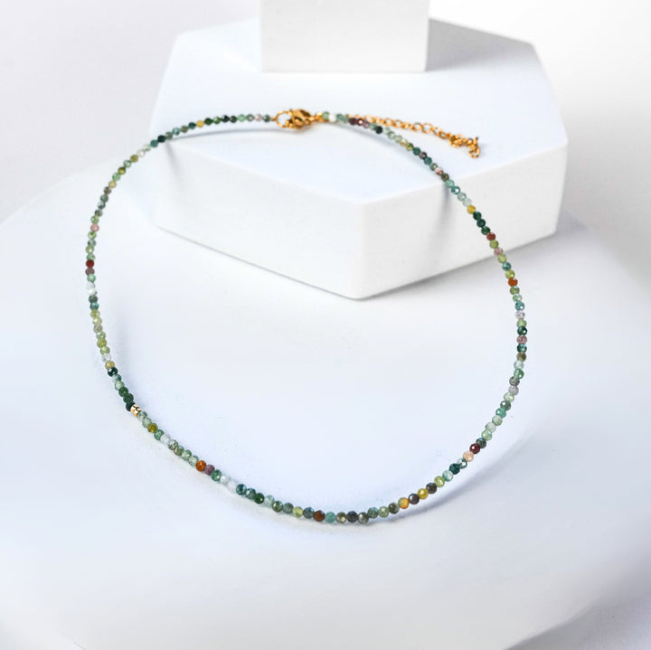 NAM026 Girocollo in acciaio chirurgico dorato e avventurina