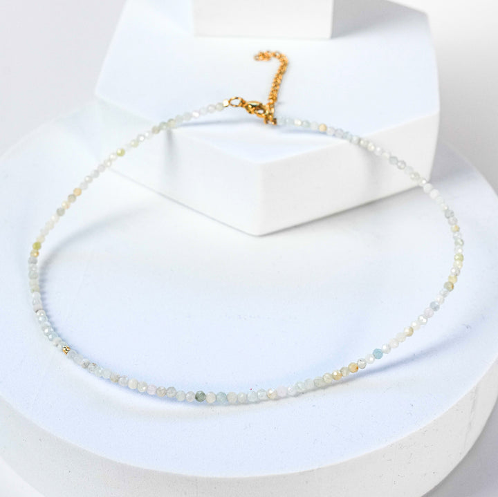 NAM006 Girocollo in acciaio chirurgico dorato e pietra di luna